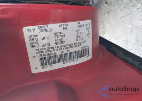 1994 Jeep Cherokee Sport z USA, uszkodzony, nr VIN 1J4FJ68S7RL202291